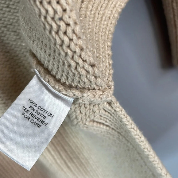 WORKSHOP Republic Clothing NWT Tan Cotton V-Neck Sweater Coastal Preppy Size XS - Picture 8 of 11